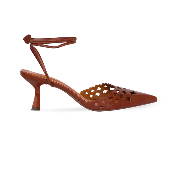 Scarpin Antonela Whisky com Vazados e Amarração