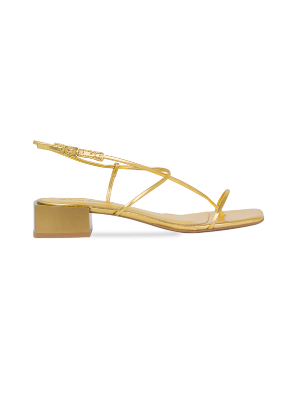 Sandálias Taina Dourado – Design Clean, Elegância Máxima