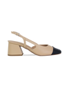 Scarpin Vonda 5 New Amendoa/Preto - O Elegante Atemporal da Saltare