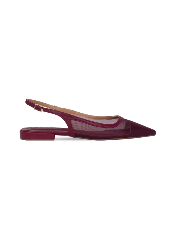 Sapatilhas Janaina Sap Vinho com Tela e Salto 1,5cm