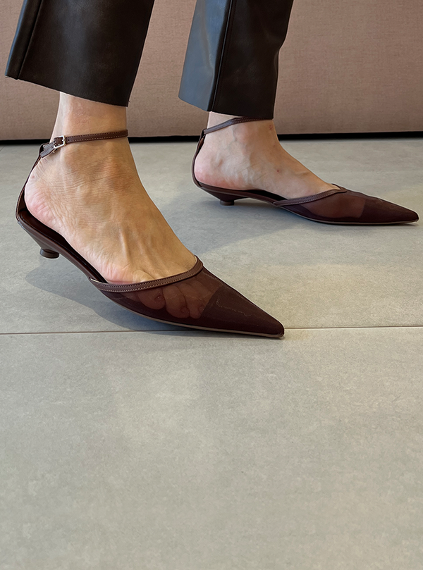 Scarpin Nina Vinho com Tela e Tira no Tornozelo – Nina, a Elegância do Inverno