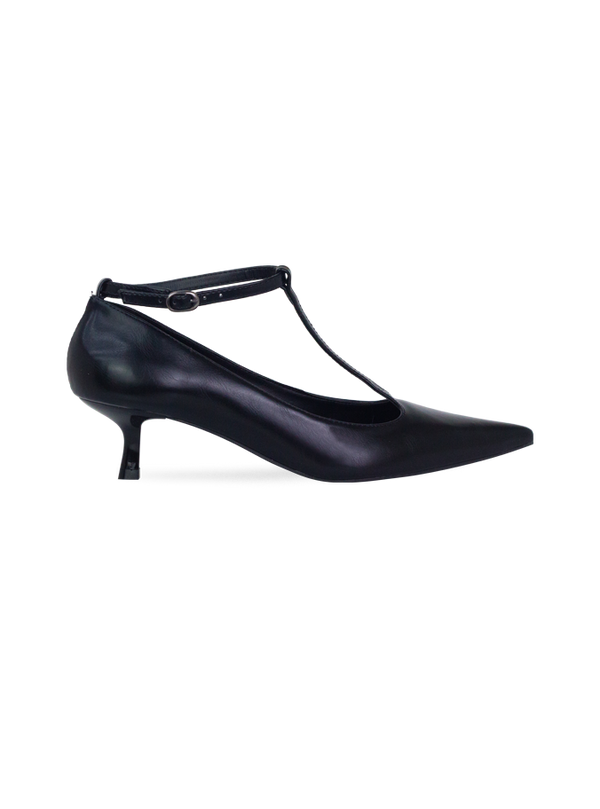 Scarpin Mia Preto com T-Bar e Salto 5cm
