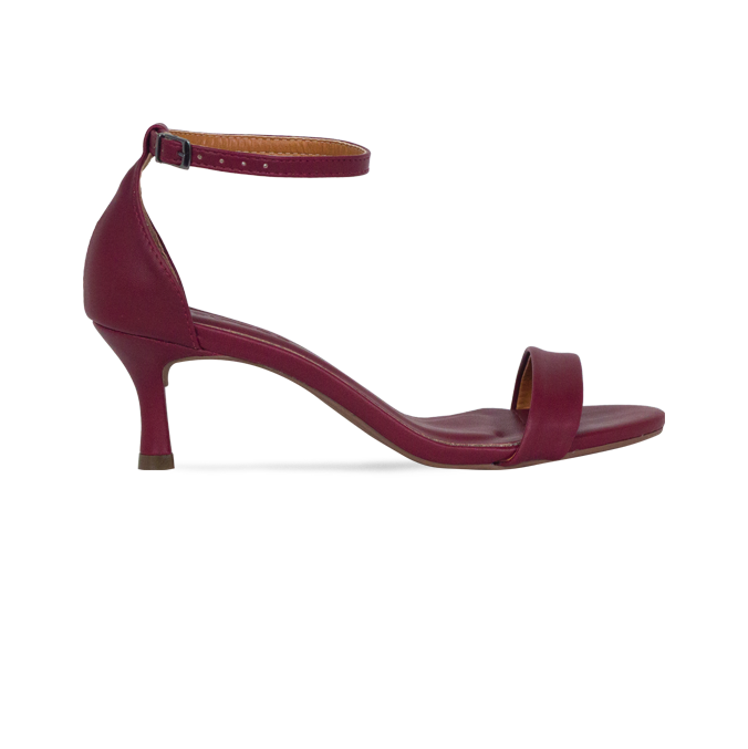 Sandália Carly NP Vinho com salto baixo e design minimalista
