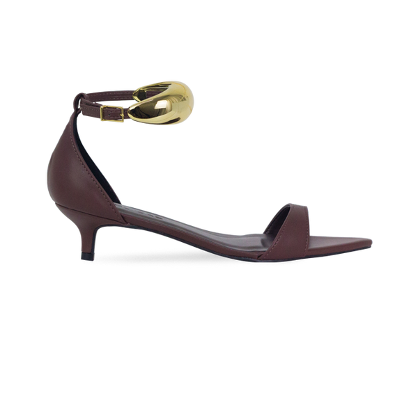 Sandália Nona Marrom Salto 4 cm peça no Tornozelo