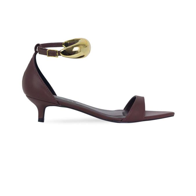 Sandália Nona Marrom Salto 4 cm peça no Tornozelo