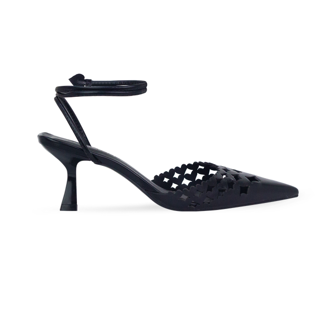 Scarpin Antonela Preto com Vazados e Amarração
