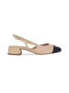 Scarpin Vonda New Amendoa/Preto - O Elegante Atemporal da Saltare