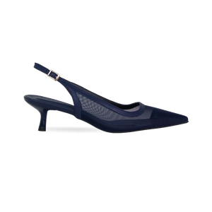 Scarpin Janaina New Azul Tela e Salto 5cm