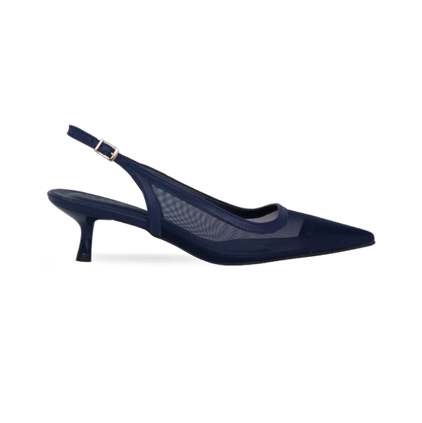 Scarpin Janaina New Azul Tela e Salto 5cm