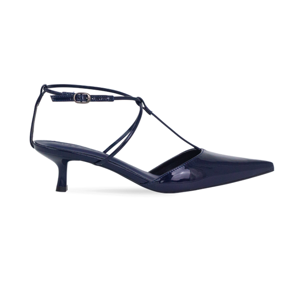 Scarpin Misty New Azul Verniz e salto de 5cm