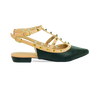 Sapatilhas Mona Flat Preto/Nude: Toque de Estilo com Pirâmides