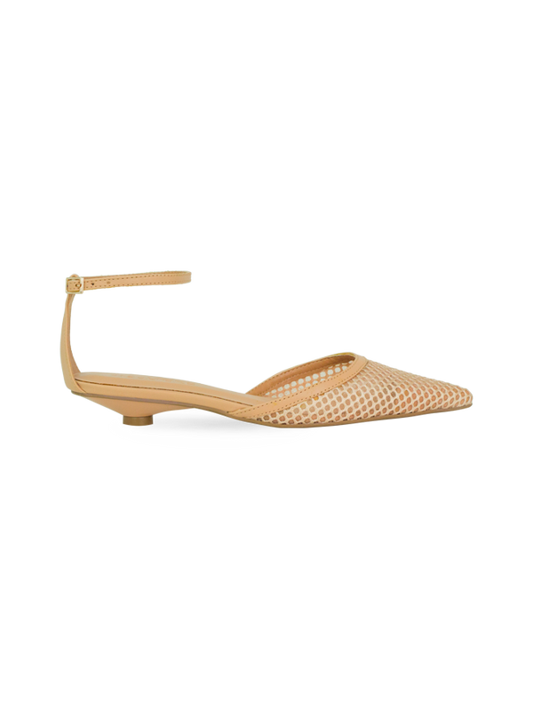 Scarpin Nina Nude com Tela e Tira no Tornozelo – Nina, a Elegância do Inverno