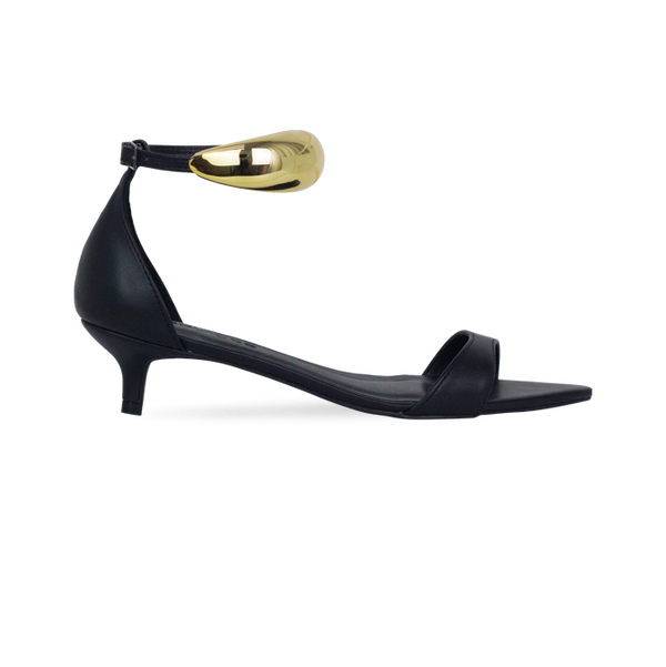 Sandália Nona Preto Salto 4 cm peça no Tornozelo