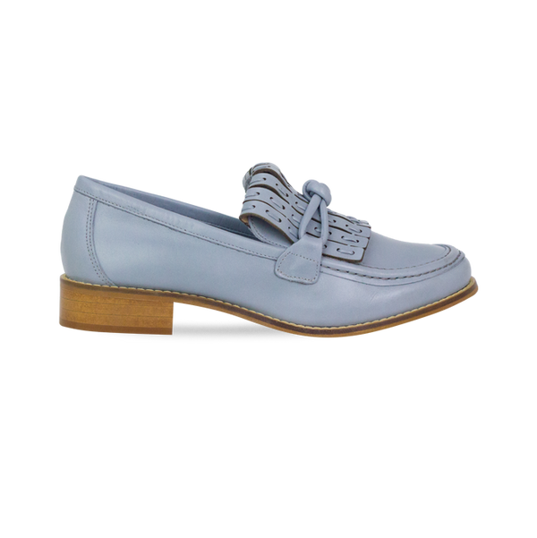 Mocassim Soho Azul com Franja Artesanal