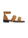 Rasteiras Zaira Caramelo Couro Premium com Fivelas Estilo Western