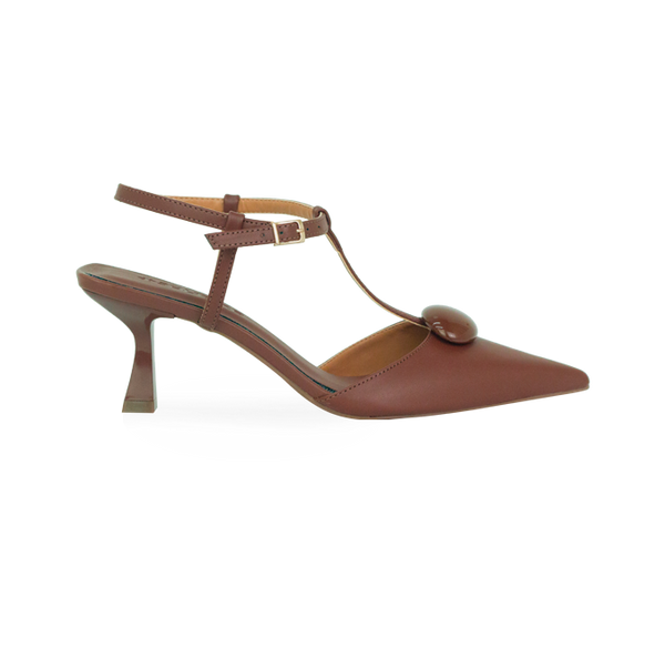 Scarpin Kiara Marrom com Detalhe Monocromático