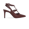 Scarpin Mona 8 Marrom com Tiras e Pirâmides