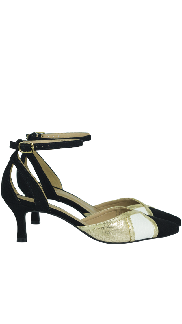 Scarpin Maria 5 Preto/dourado