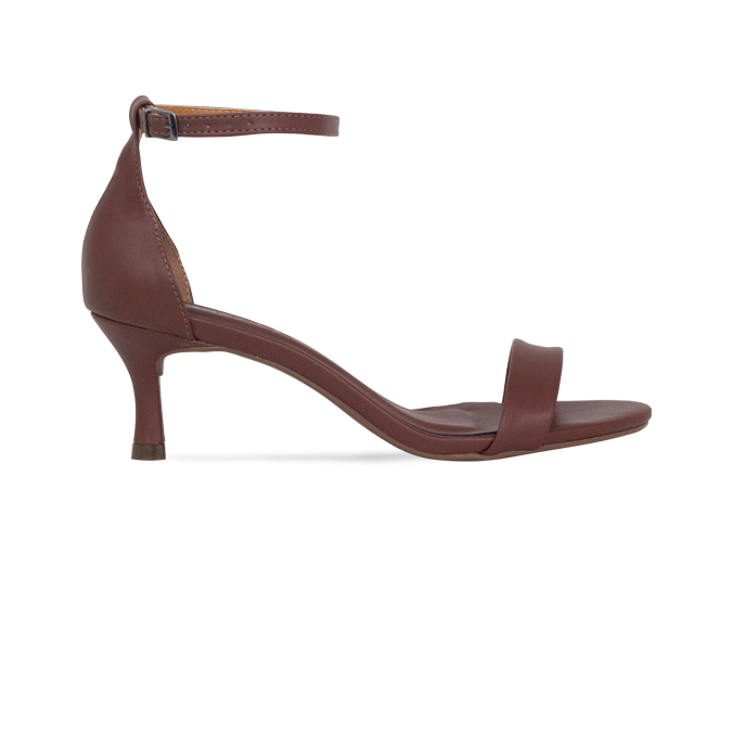 Sandália Carly NP MArrom com salto baixo e design minimalista