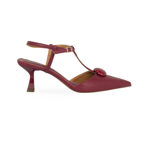 Scarpin Kiara Vinho com Detalhe Monocromático