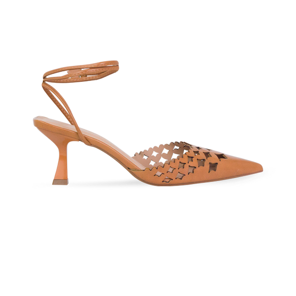 Scarpin Antonela Capuccino com Vazados e Amarração