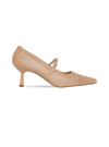 Scarpin Gorete Nude com Tela e Salto 6cm