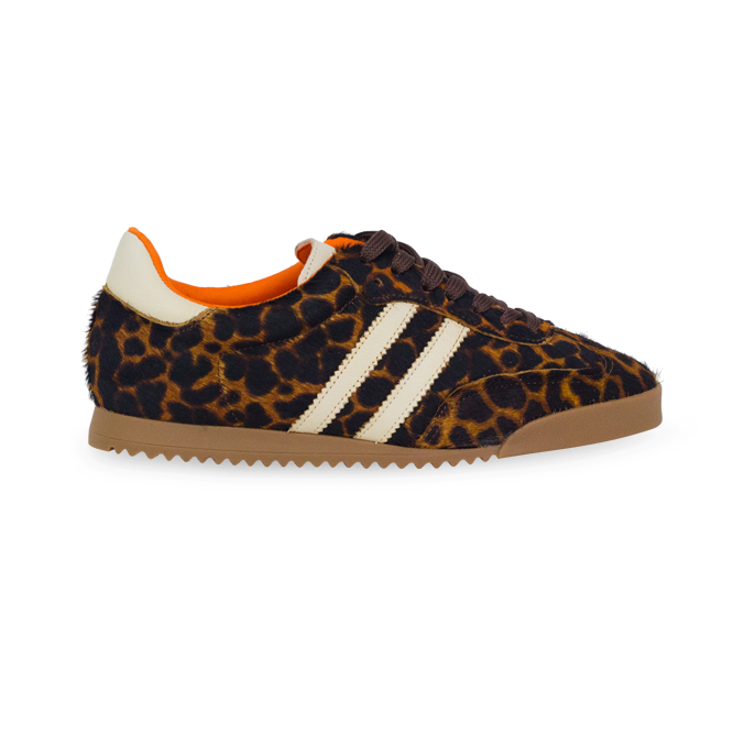 Tênis Betina Onça em Couro Pêlo Animal Print