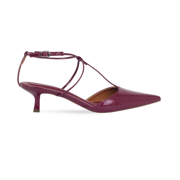 Scarpin Misty New Vinho Verniz e salto de 5cm