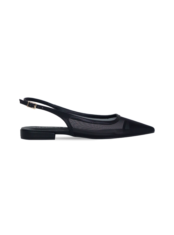 Sapatilhas Janaina Sap Preto com Tela e Salto 1,5cm
