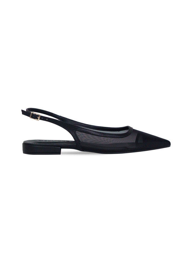 Sapatilhas Janaina Sap Preto com Tela e Salto 1,5cm