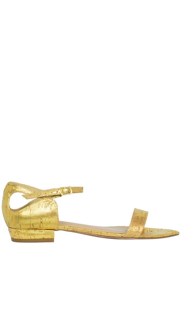 Rasteiras Niki Flat Cortiça Dourado