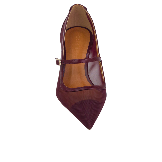 Scarpin Gorete Vinho com Tela e Salto 6cm