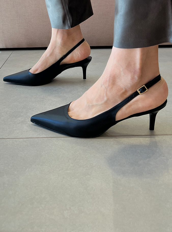 Scarpin Aurora Preto Slingback e Salto de 6 cm – Sofisticação Atemporal
