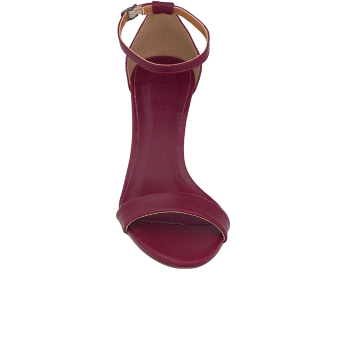 Sandália Carly NP Vinho com salto baixo e design minimalista