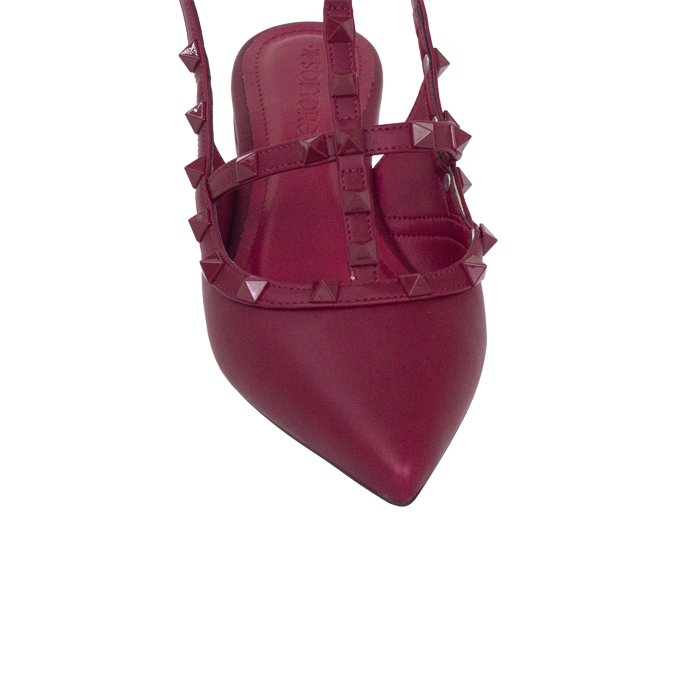 Sapatilha Mona Flat Vinho com Spikes Monocromática