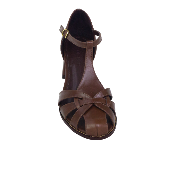 Sandália Yolanda Low Marrom com Salto Bloco 4,5cm