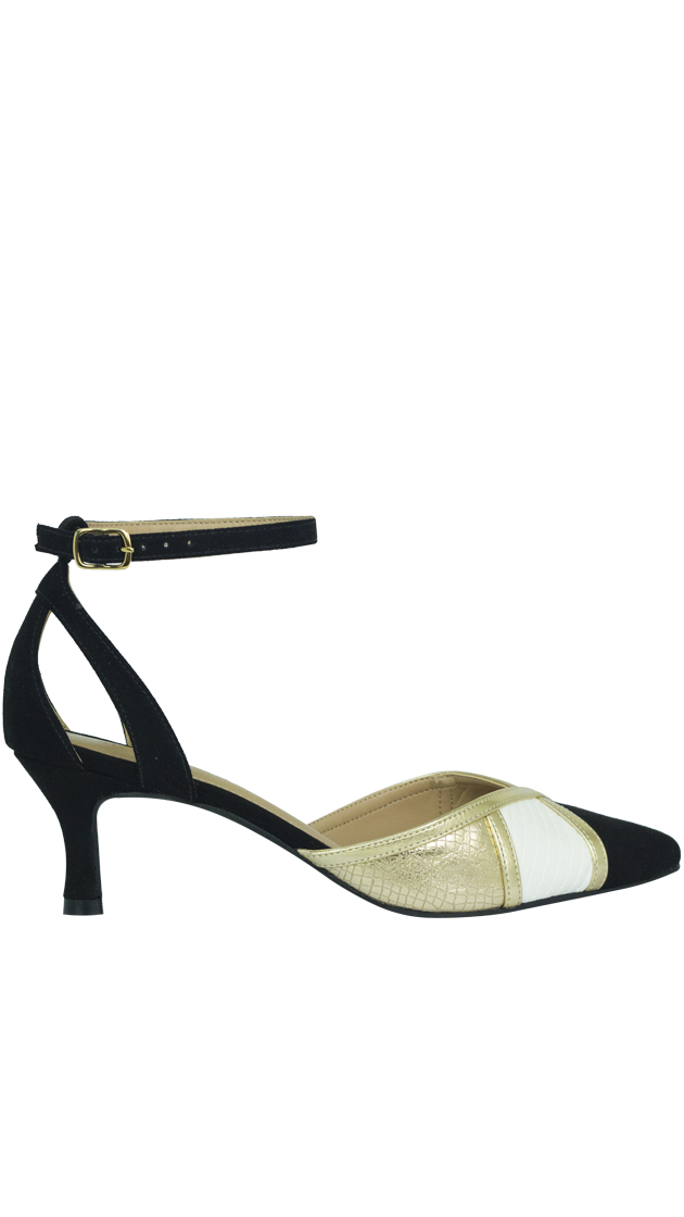 Scarpin Maria 5 Preto/dourado