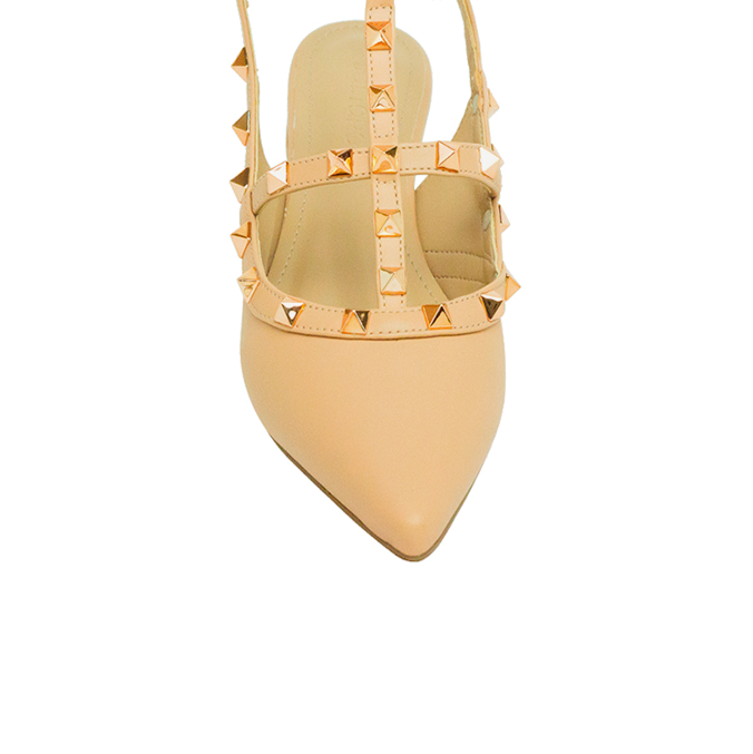 Sapatilhas Mona Flat Nude: Toque de Estilo com Pirâmides