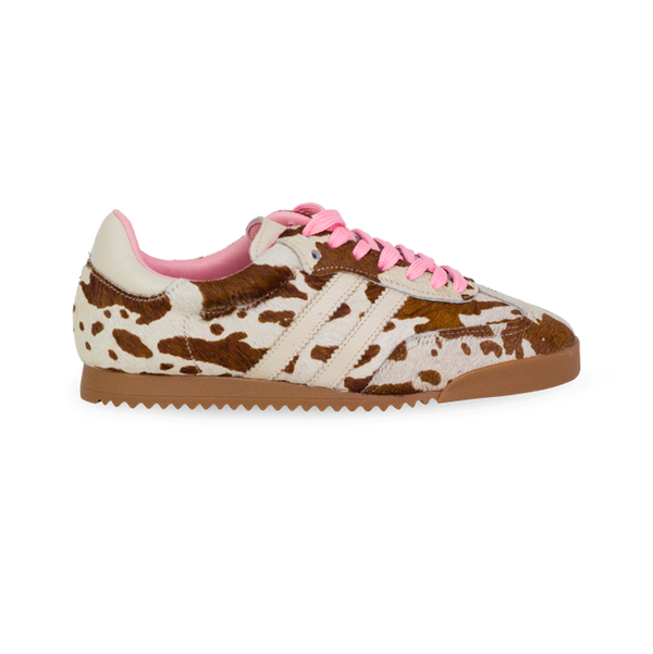 Tênis Betina Off White em Couro Pêlo Animal Print