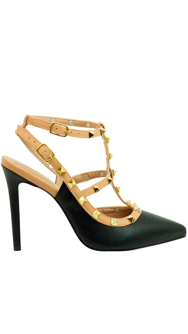 Scarpin Mona High Preto/nude