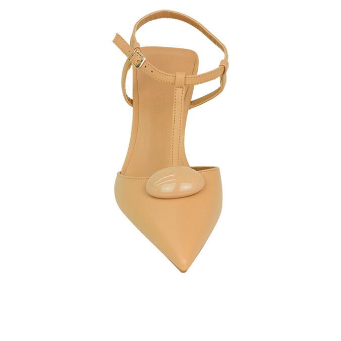 Scarpin Kiara Nude com Detalhe Monocromático