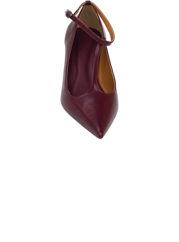 Scarpin Mia Vinho com T-Bar e Salto 5cm