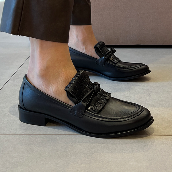 Mocassim Soho Preto com Franja Artesanal