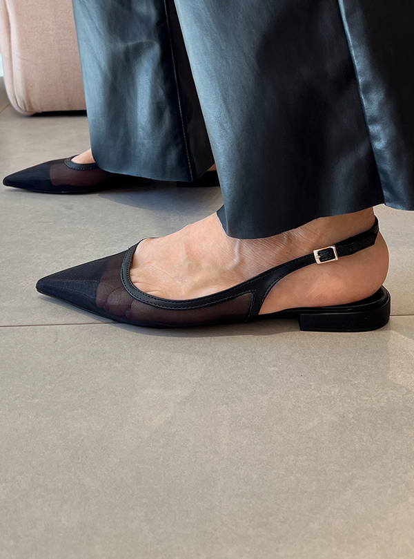 Sapatilhas Janaina Sap Preto com Tela e Salto 1,5cm