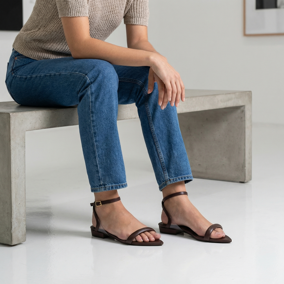 Rasteira Julia Flat Marrom