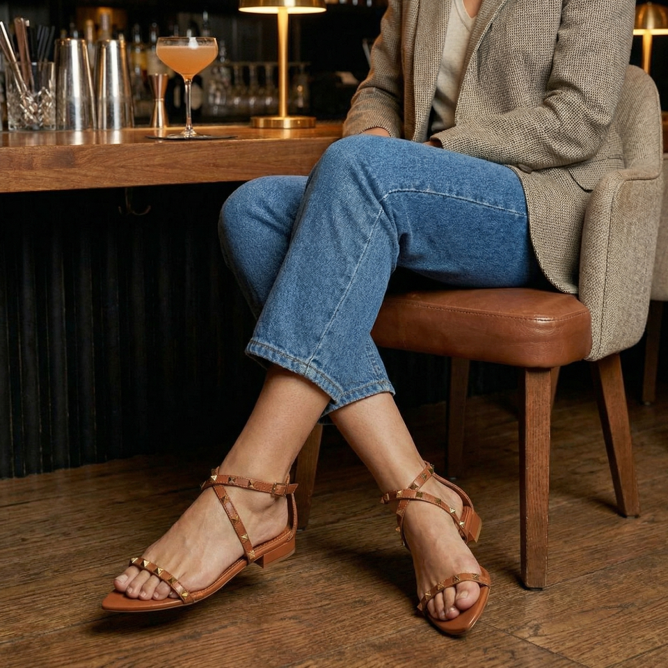 Rasteira Brenda Flat Azul