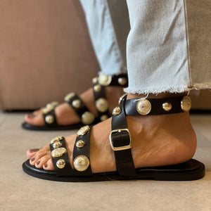 Rasteiras Celeste Preto