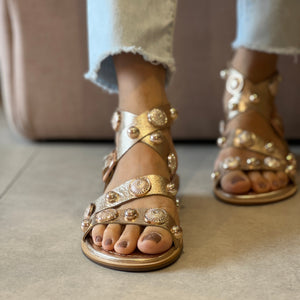 Rasteiras Celeste Cobre