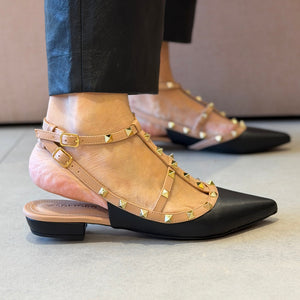 Sapatilha Mona Flat Preto/nude