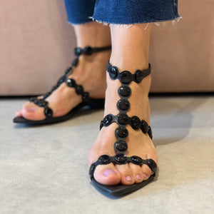 Rasteiras Francine Flat Preto